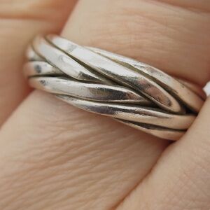 925 Silver Twisted Ring Sz 8 Braided Wedding Band